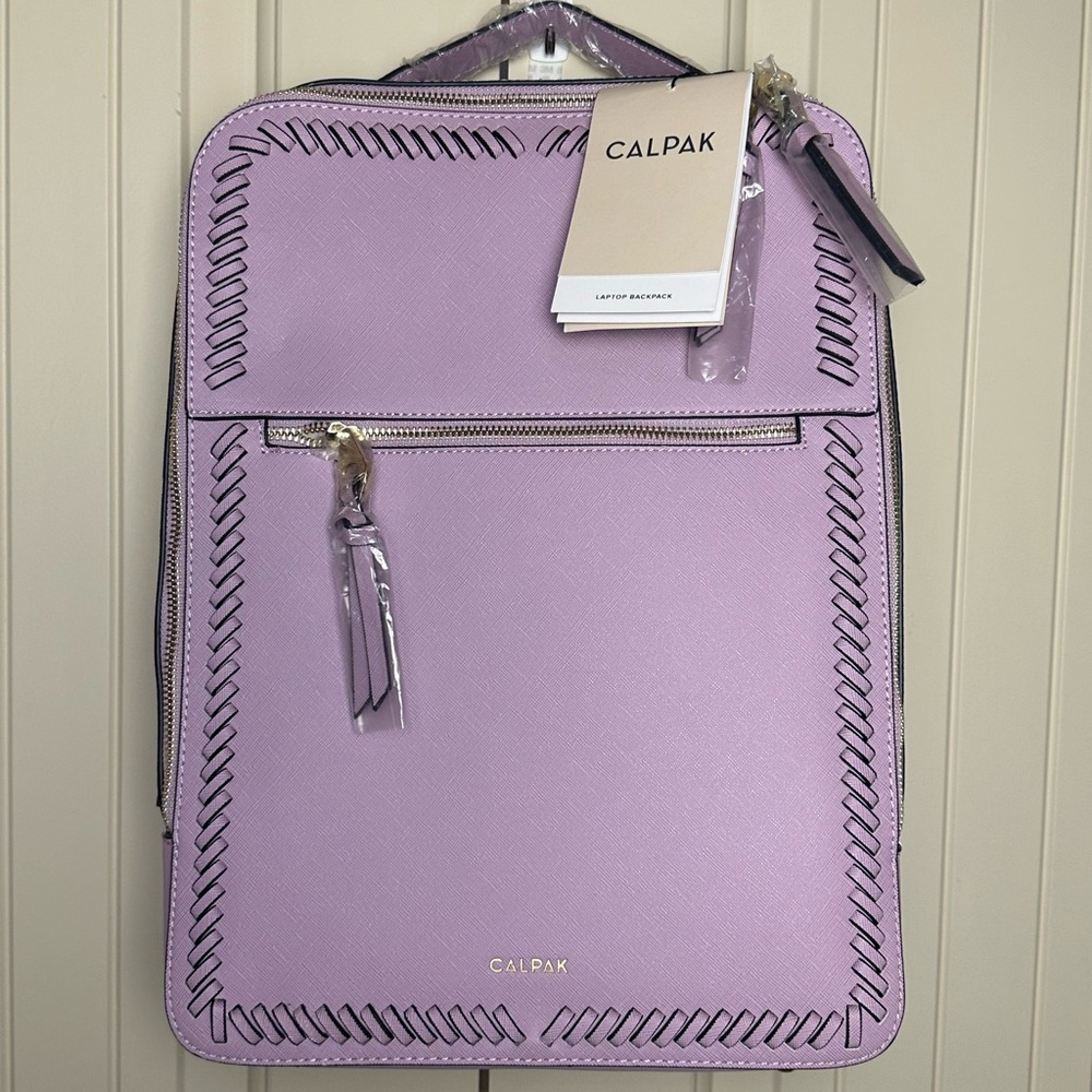 Calpak Kaya 15 inch Laptop Faux Leather Backpack Lavender NWT With Dust Bag $152 - Picture 5 of 16